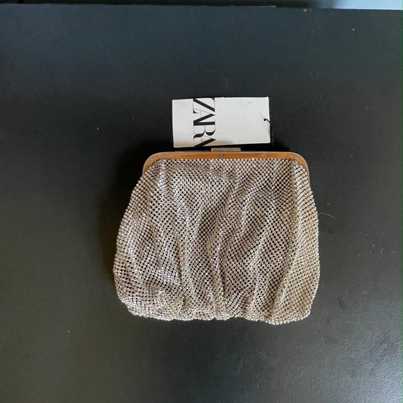 Zara Handbags - Zara Silver Tone Gold Mesh Evening Bag
